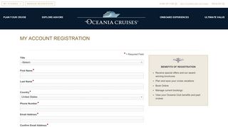 My Account Registration | Oceania Cruises