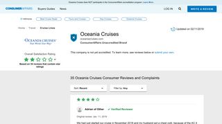 Oceania Cruises - ConsumerAffairs.com