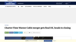 Merger of Oceanic Time Warner Cable parent with Charter gets final ...