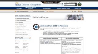 Orange County, California - EMT Certification