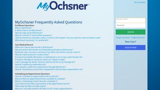FAQs - MyOchsner - Login Page
