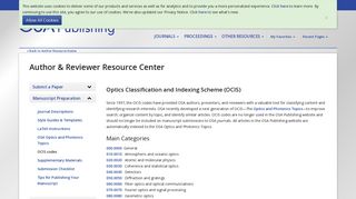 OSA | Author Resource Center: OCIS Codes