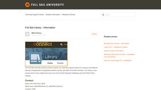 Full Sail Library - Information – Technical Support Center