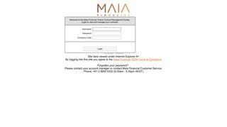 Maia Financial Online Contract Management - Login - Alleasing
