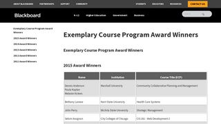 Exemplary Course Program Award Winners | Blackboard