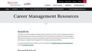 Career Management Resources - myRBS - Rutgers University
