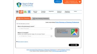 Find a Pharmacy or Pharmacy Professional - OCPInfo.com - Ontario ...