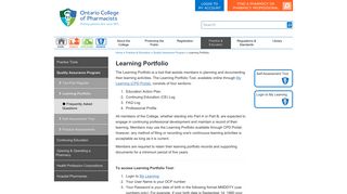 Learning Portfolio - Ontario College of Pharmacists
