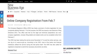 Online Company Registration From Feb 7 | New Business Age ...
