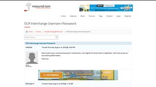 Resourcd | OCR Interchange Usernam/Password