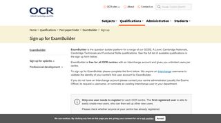 Sign up for ExamBuilder - OCR