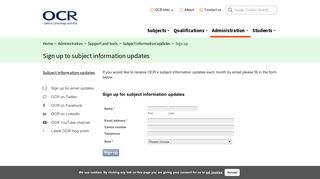 Sign up to receive subject information updates - OCR