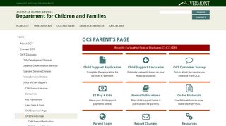 OCS Parent's Page | Department for Children and Families