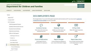 OCS Employer's Page - Vermont Department for Children and Families