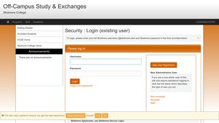 Security > Login (existing user) > Off-Campus Study & Exchanges