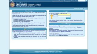 RI OCSS Payment History Case Manager: Login Page