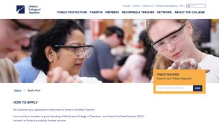 Apply Now - Ontario College of Teachers