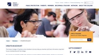 Create An Account | Ontario College of Teachers