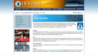 City of Irvine Website - OCTA ACCESS