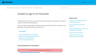 Unable to sign in to Hootsuite – Hootsuite Help Center