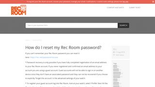 How do I reset my Rec Room password? - HappyFox