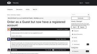 Order as a Guest but now have a registered account — Oculus