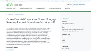 Ocwen Financial Corporation, Ocwen Mortgage Servicing, Inc., and ...