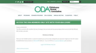 Access the ODA Members Only Site with your ADA Login! - Oklahoma ...