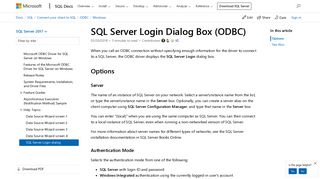 SQL Server Login Dialog Box (ODBC) - SQL Server | Microsoft Docs