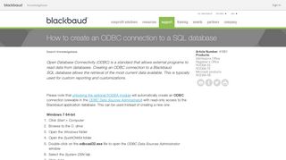 How to create an ODBC connection to a SQL database - Blackbaud ...