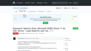 Password: Sqlcmd: Error: Microsoft ODBC Driver 11 for SQL Server ...