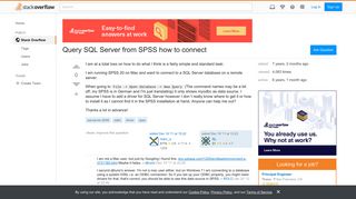 Query SQL Server from SPSS how to connect - Stack Overflow