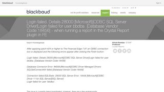 Login failed. Details 28000:[Microsoft][ODBC SQL Server Driver]Login ...