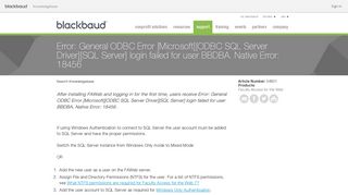 Error: General ODBC Error [Microsoft][ODBC SQL Server Driver][SQL ...