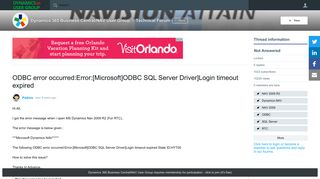[Microsoft]ODBC SQL Server Driver]Login timeout expired