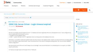 ODBC SQL Server Driver - Login timeout expired | BMC Communities