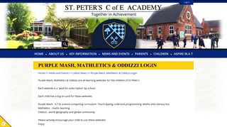 Purple Mash, Mathletics & Oddizzi Login | St. Peter's C of E Academy
