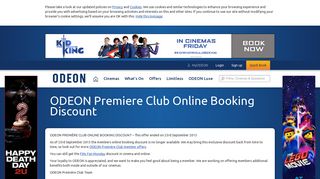 ODEON Premiere Club online booking discount