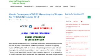 Kerala Government/ODEPC Recruitment of Nurses for NHS UK ...