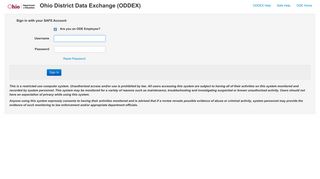 Ohio District Data Exchange (ODDEX) - Login