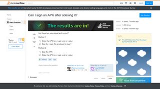 Can I sign an APK after odexing it? - Stack Overflow