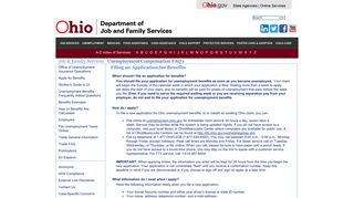 ODJFS Online | Unemployment Compensation FAQ's