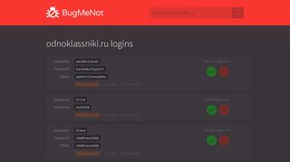odnoklassniki.ru passwords - BugMeNot