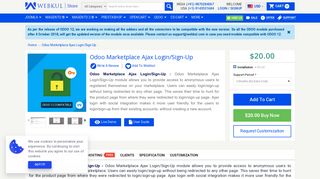 Odoo Marketplace Ajax Login/Sign-Up - WebKul