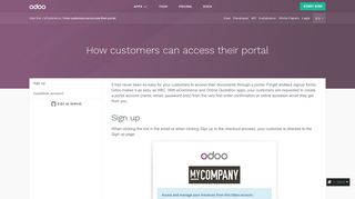 How customers can access their portal — Odoo Business 0.1 ...