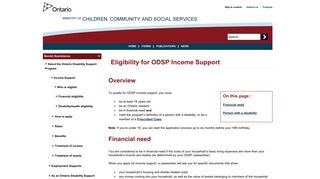 Eligibility for ODSP Income Support | Ministry of Community and ...
