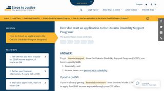 How do I start an application to the Ontario Disability Support ...