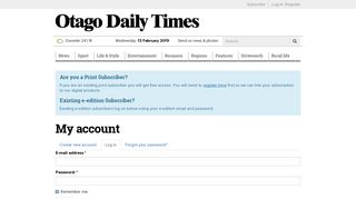My account | Otago Daily Times Online News - Odt