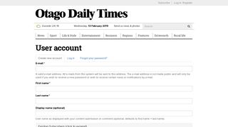 User account | Otago Daily Times Online News - Odt