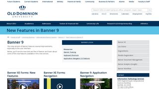 New Features in Banner 9 - Old Dominion University